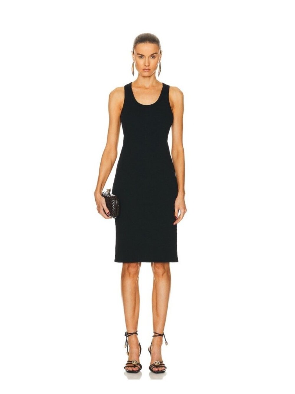 NWT BOTTEGA Veneta Stretch Rib Cotton Dress Black Sz S 100% Authentic